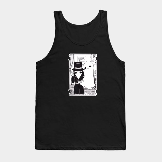 Plague Doctor helping a Ghost Tank Top by Marcies Art Place